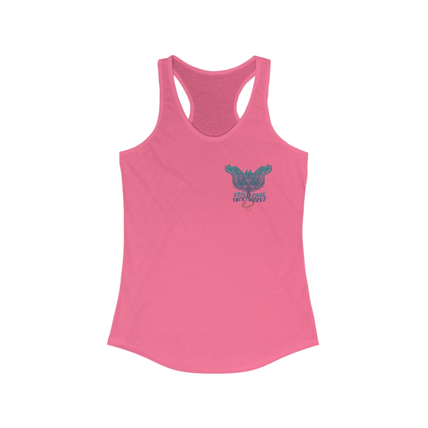Women’s Ideal Racerback Tank - Soul Shine YachtWorks Graphic Tank Top, Summer Fashion, Beachwear, Gifts for Her, Casual Tops