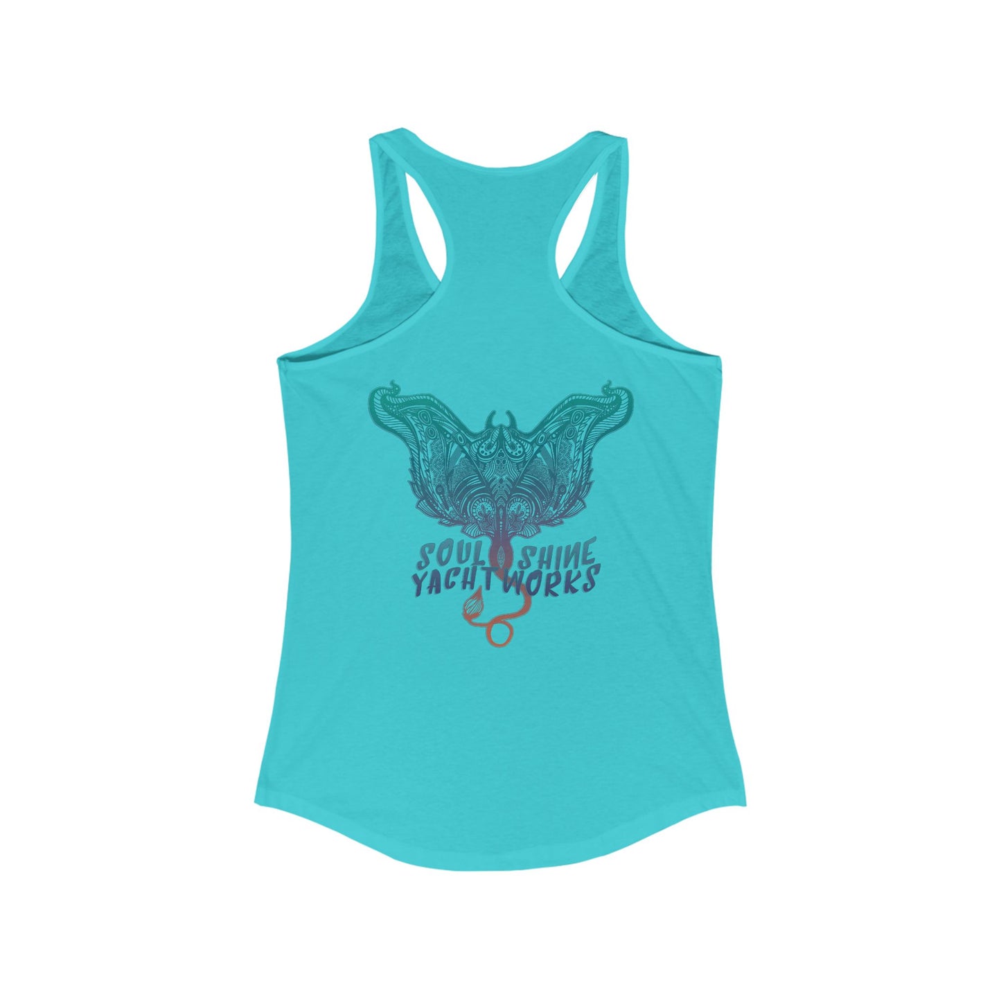 Women’s Ideal Racerback Tank - Soul Shine YachtWorks Graphic Tank Top, Summer Fashion, Beachwear, Gifts for Her, Casual Tops