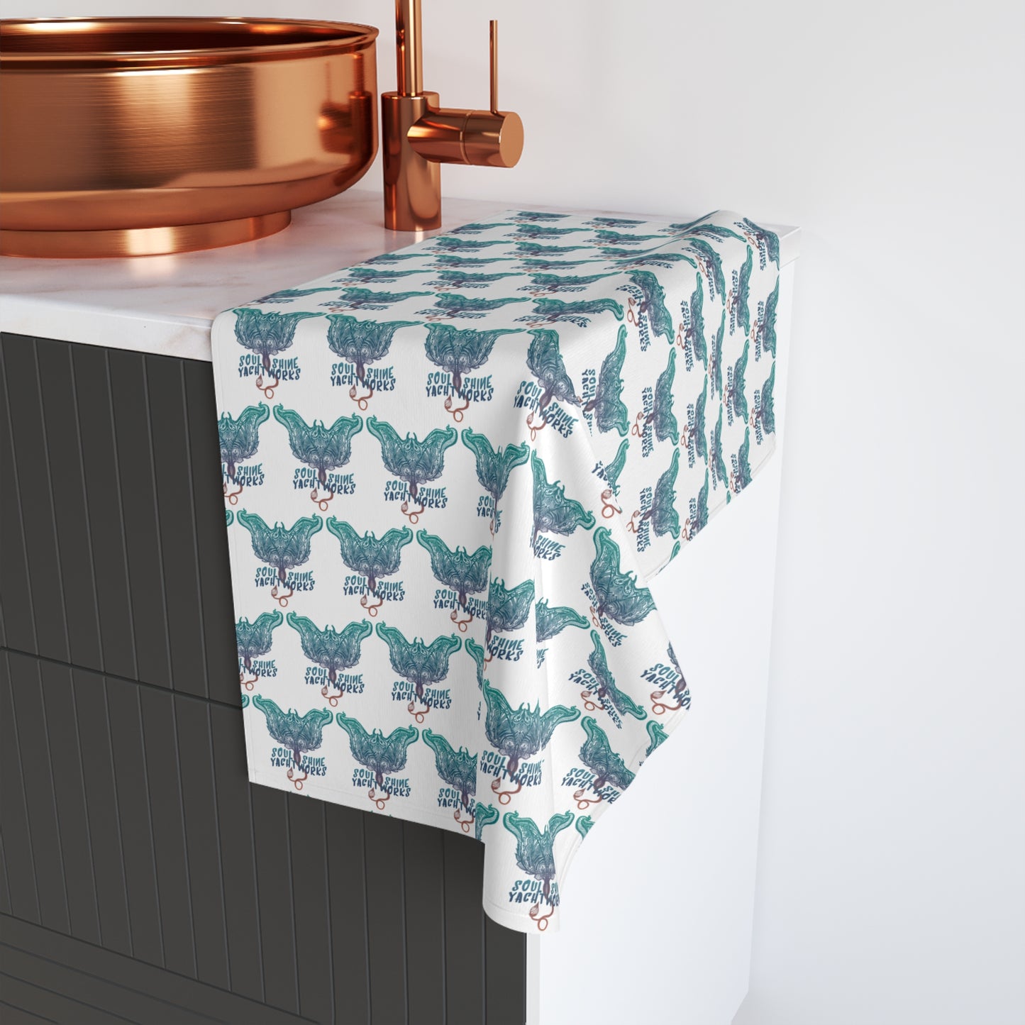 Whimsical Soul Shine Yachtworks Print Hand Towel - Fun Kitchen Decor, Gift for Pet Lovers, Bathroom Accessory, Unique Housewarming Gift, Cute Home Textiles