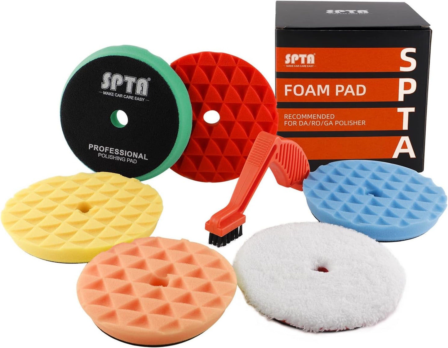 Polishing Pads, 5Pc 6 Inch 150mm Orbital Buffer Polisher Pads and 1Pc Microfiber Buffing Pads, Foam Polish Pad for Compounding, Polishing and Waxing, for 6''/150mm Backing Plate Car Polisher -TPPMIX