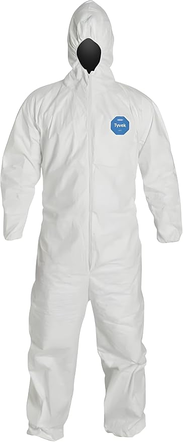 DuPont Tyvek 400 TY127S Disposable Protective Coverall with Respirator-Fit Hood and Elastic Cuff, White, 3XL