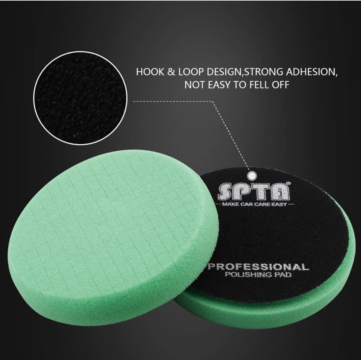 Green Heavy Cut Pad, Buffing Polishing Pads, SPTA, 6.5 Inch Face for 6 Inch 150mm Backing Plate Compound Buffing Sponge Pads for Car Buffer Polisher Compounding, Polishing and Waxing