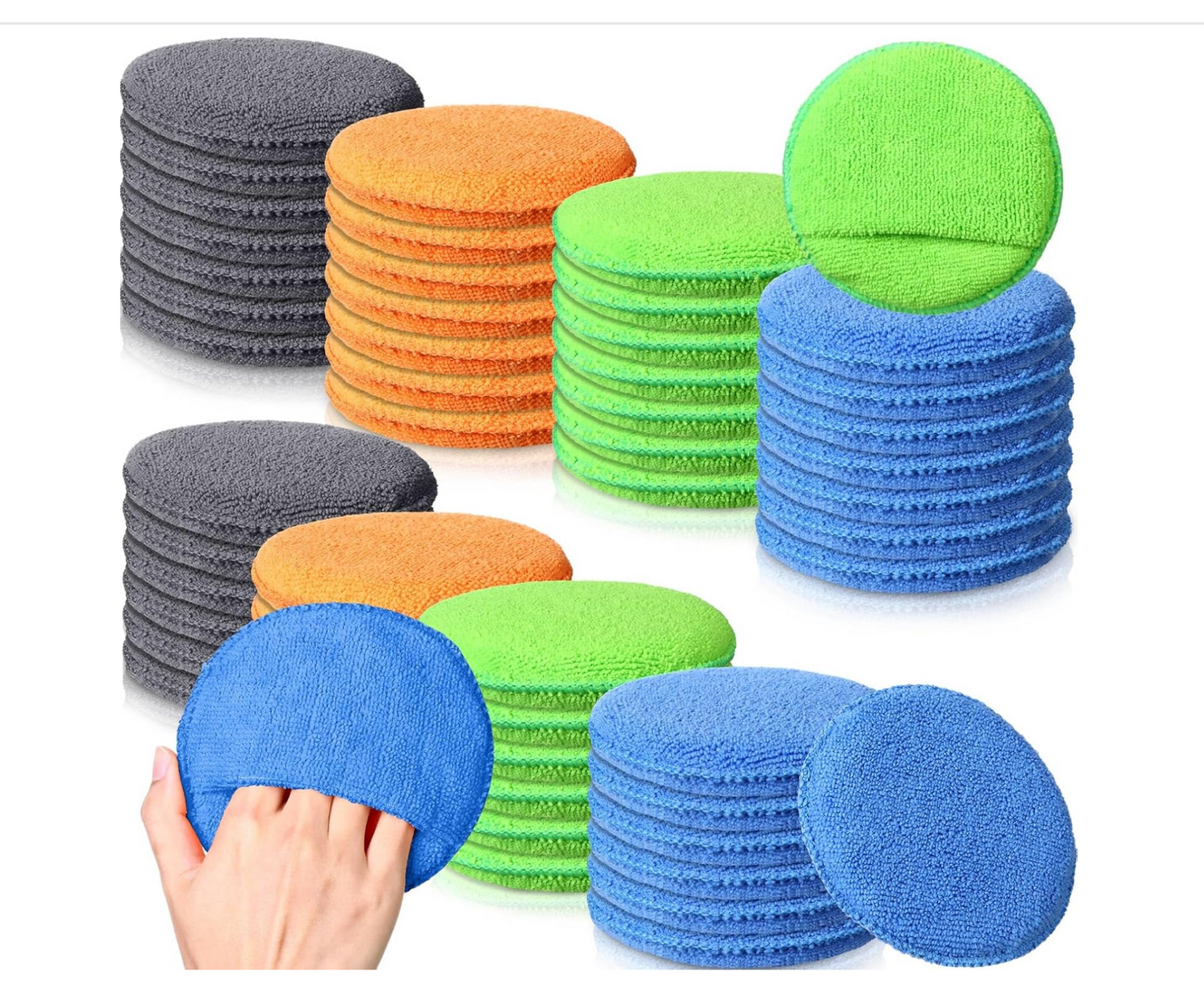 FillTouch Microfiber Wax Applicator Pad 5” Diameter Soft Wax Pads with Finger Pocket Cleaning Microfiber Polishing Care Foam Sponge