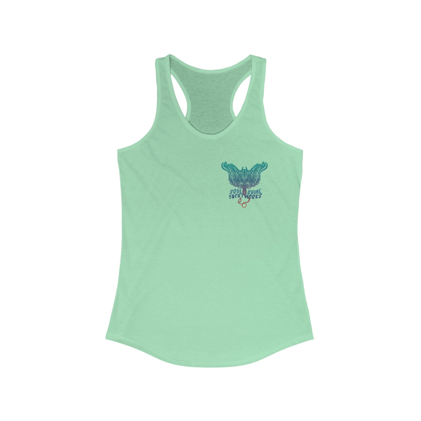 Women’s Ideal Racerback Tank - Soul Shine YachtWorks Graphic Tank Top, Summer Fashion, Beachwear, Gifts for Her, Casual Tops
