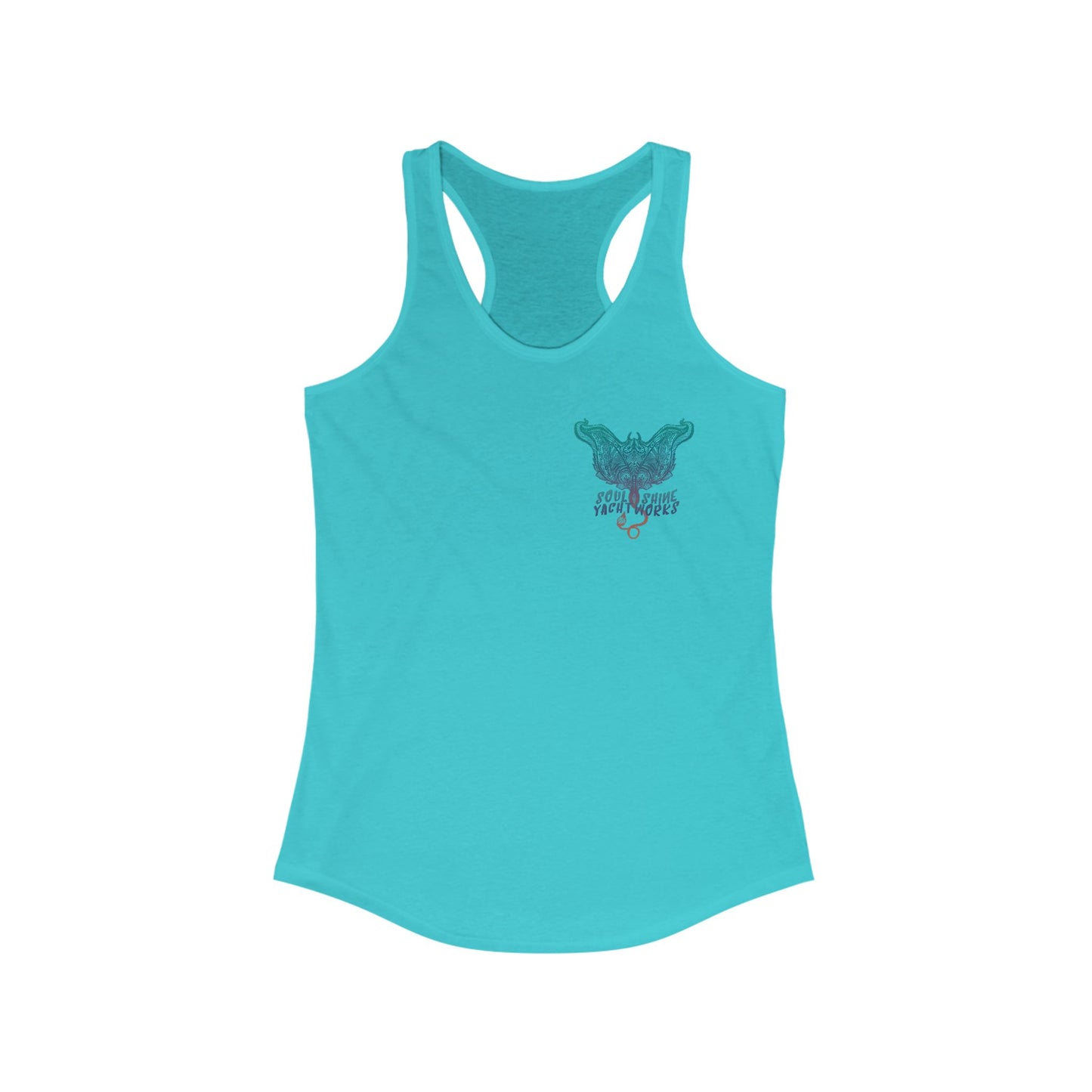 Women’s Ideal Racerback Tank - Soul Shine YachtWorks Graphic Tank Top, Summer Fashion, Beachwear, Gifts for Her, Casual Tops