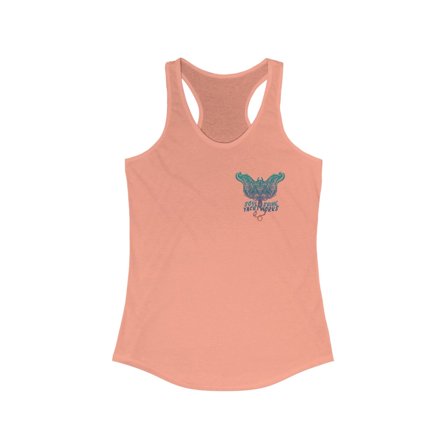 Women’s Ideal Racerback Tank - Soul Shine YachtWorks Graphic Tank Top, Summer Fashion, Beachwear, Gifts for Her, Casual Tops
