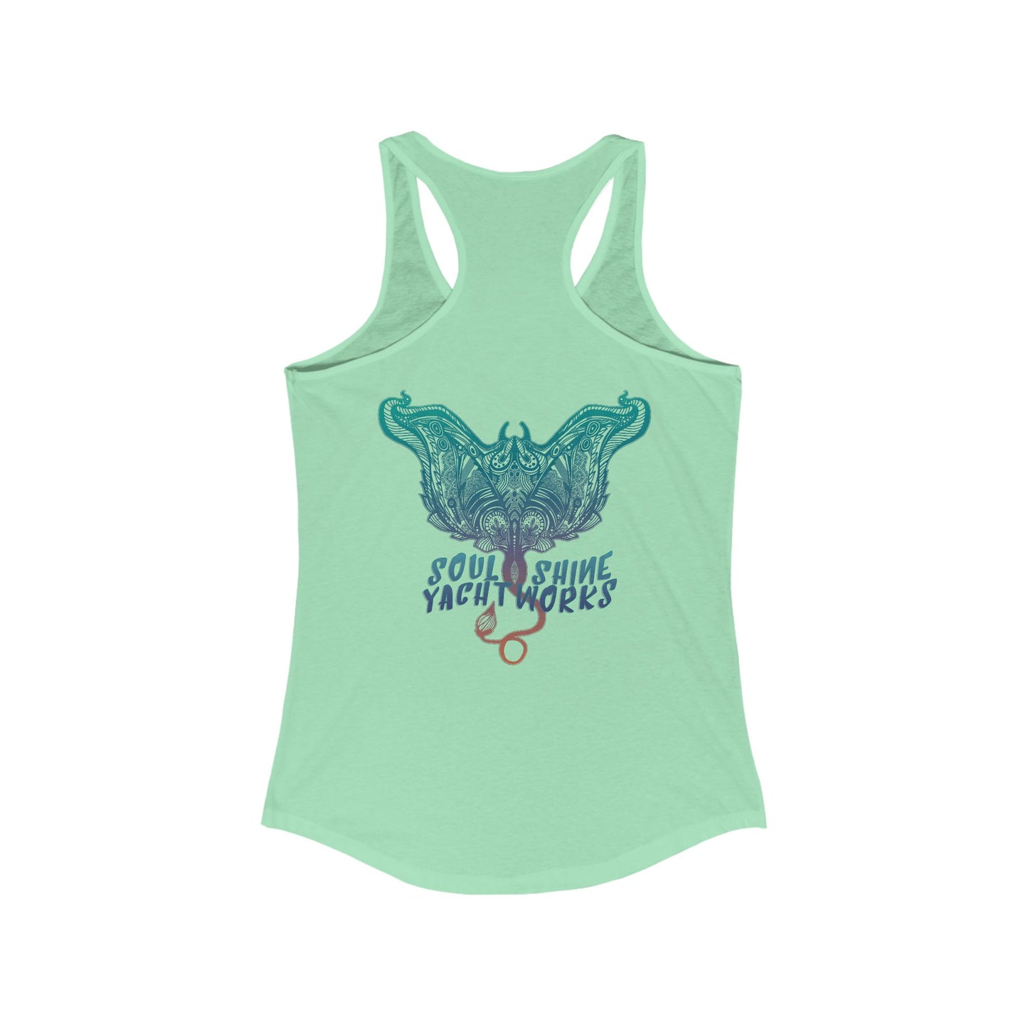 Women’s Ideal Racerback Tank - Soul Shine YachtWorks Graphic Tank Top, Summer Fashion, Beachwear, Gifts for Her, Casual Tops