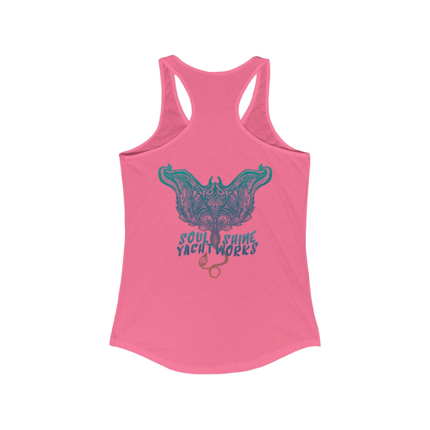 Women’s Ideal Racerback Tank - Soul Shine YachtWorks Graphic Tank Top, Summer Fashion, Beachwear, Gifts for Her, Casual Tops
