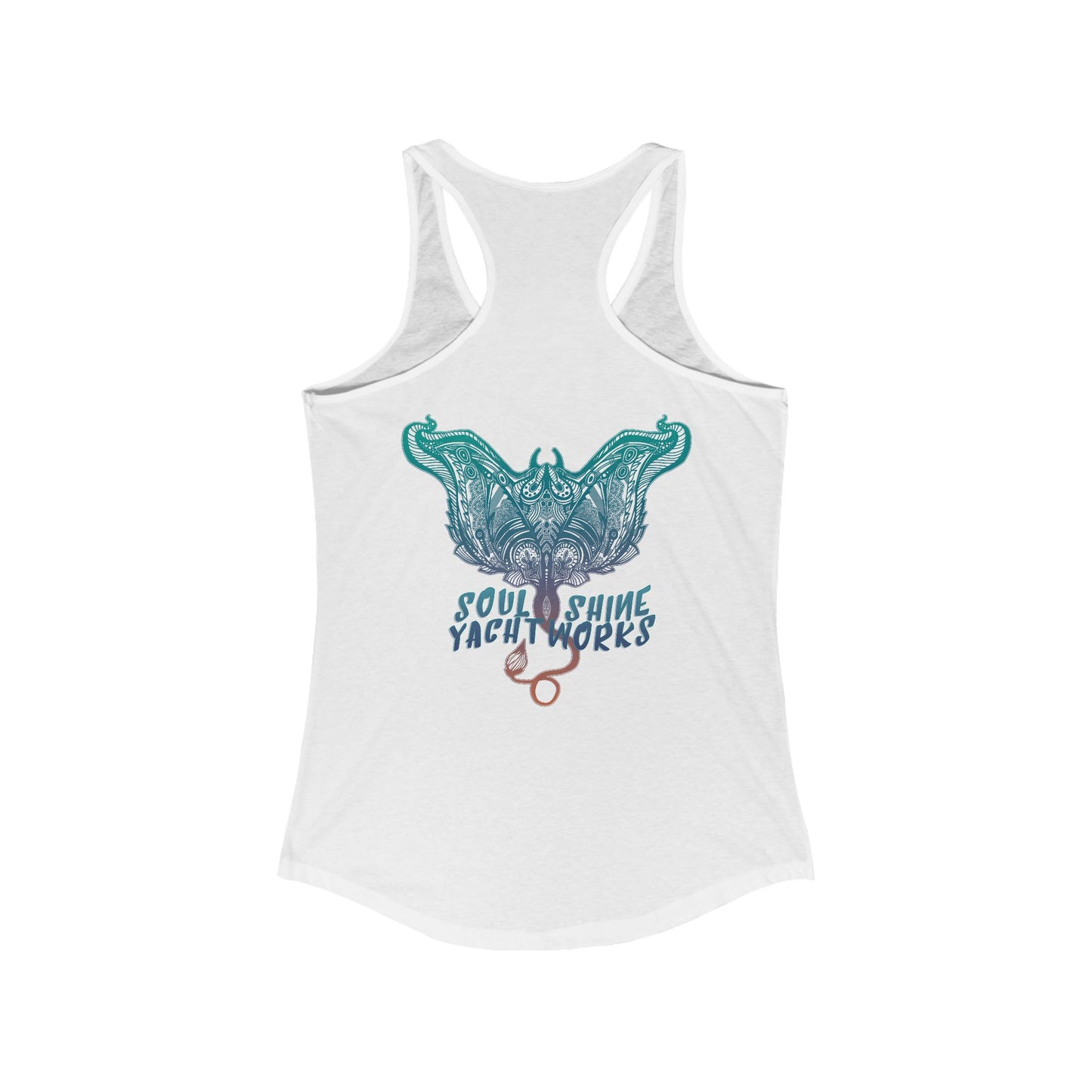 Women’s Ideal Racerback Tank - Soul Shine YachtWorks Graphic Tank Top, Summer Fashion, Beachwear, Gifts for Her, Casual Tops