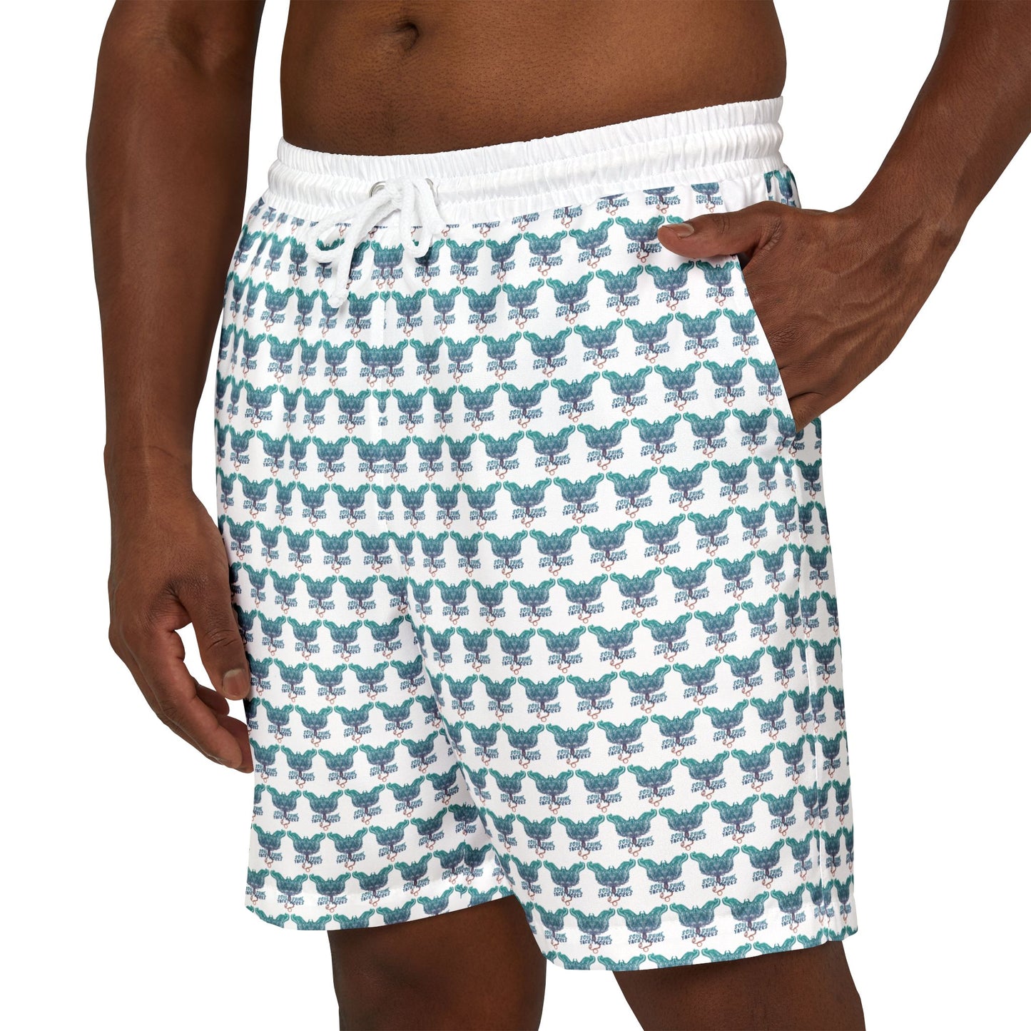 Trendy Unisex Swim Shorts, Summer Beach Wear, Vacation Essentials, Pool Party Attire, AOP Design, Perfect for Sunbathing