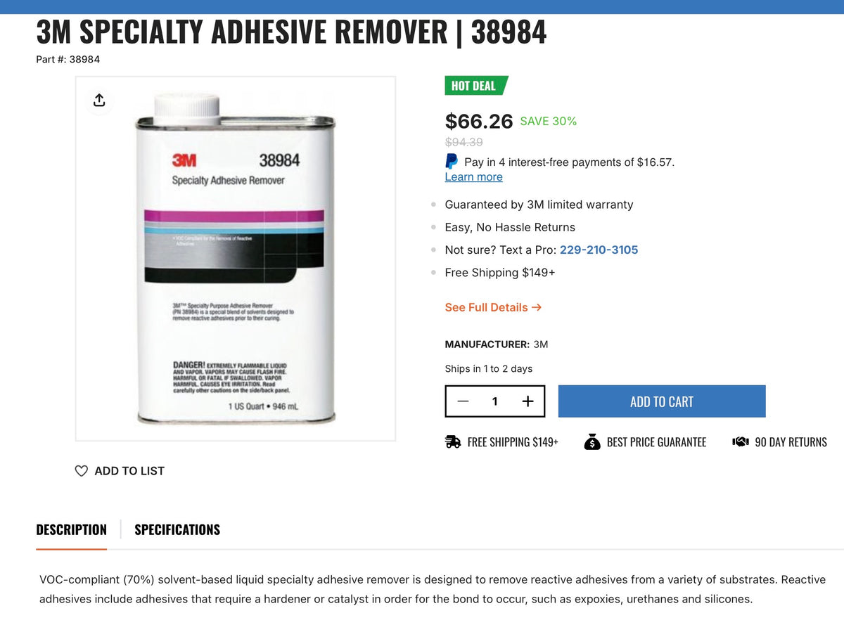 3M Specialty Adhesive Remover 38984 (1 Qt)