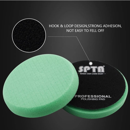 Green Heavy Cut Pad, Buffing Polishing Pads, SPTA, 6.5 Inch Face for 6 Inch 150mm Backing Plate Compound Buffing Sponge Pads for Car Buffer Polisher Compounding, Polishing and Waxing