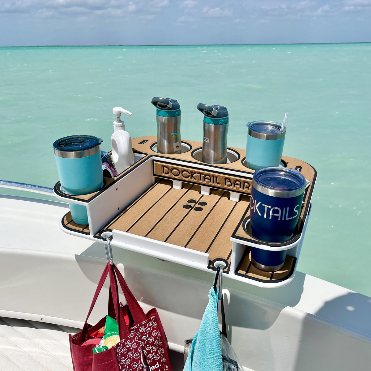 Docktail Butler Table with Rod Holder Mount