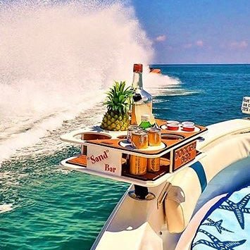 Docktail Boat Table Caddy with Adjustable Rod Holder Mount