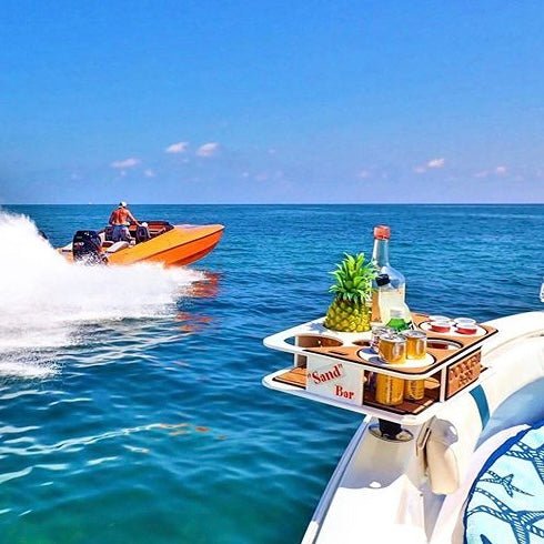 Docktail Boat Table Caddy with Adjustable Rod Holder Mount
