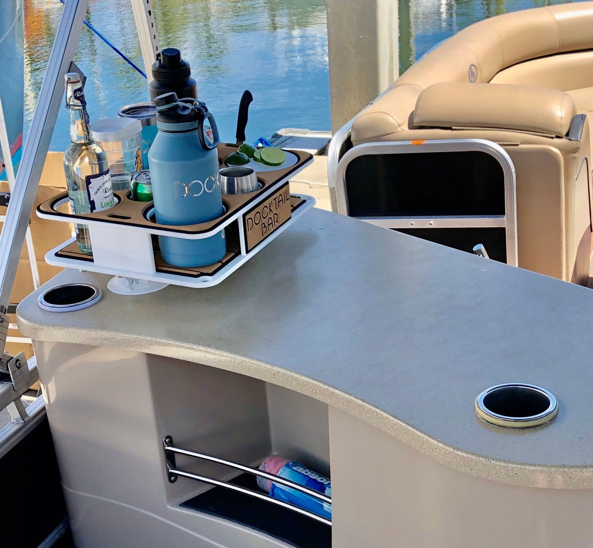 Docktail Boat Table Caddy with SeaSucker Vacuum Mounts
