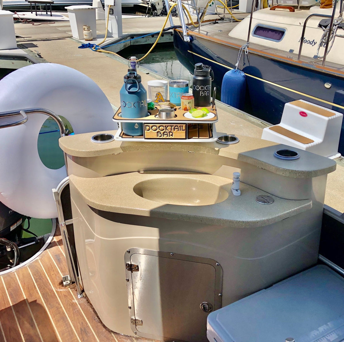 Docktail Boat Table Caddy with SeaSucker Vacuum Mounts