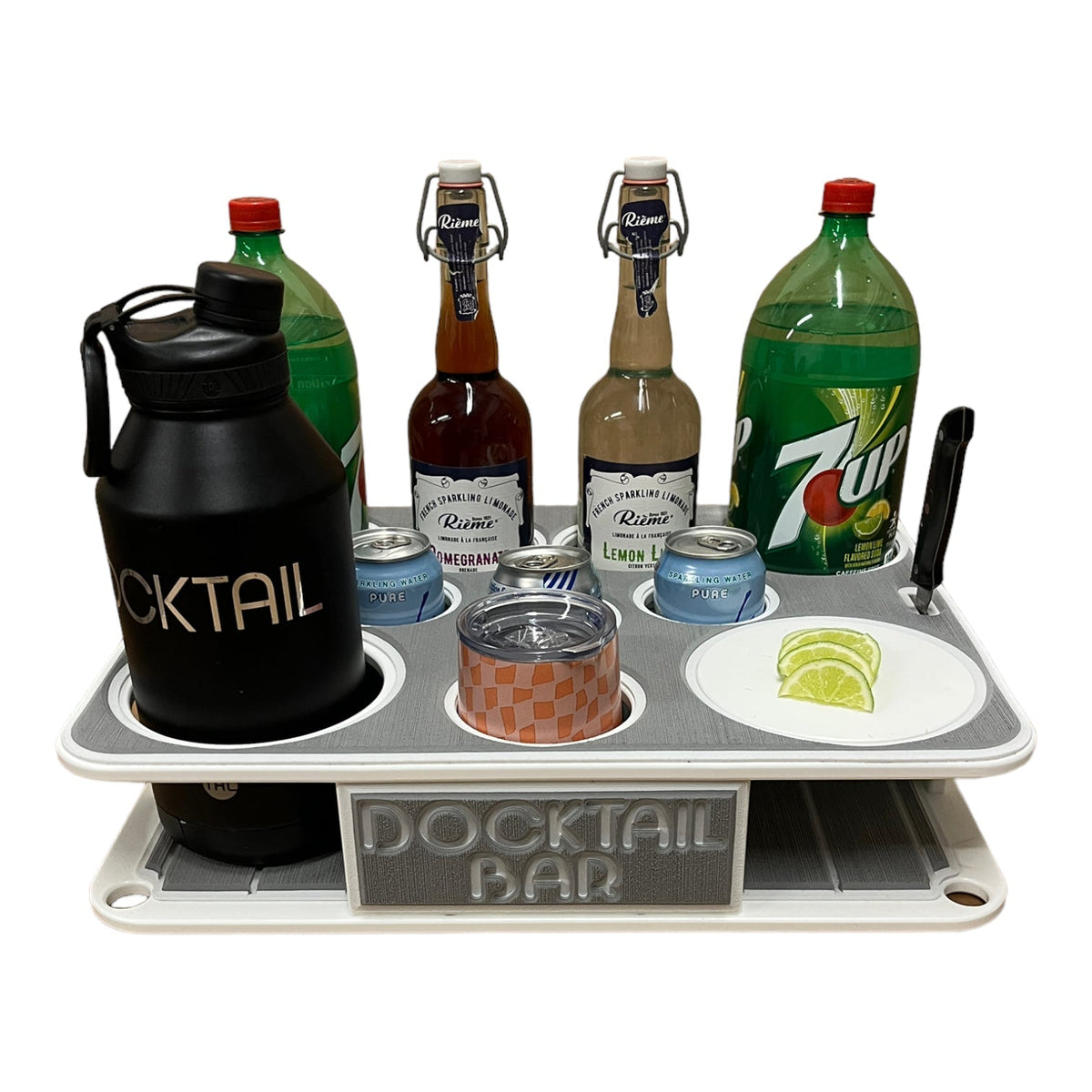 Docktail Boat Table Caddy with Pontoon Rail Mount