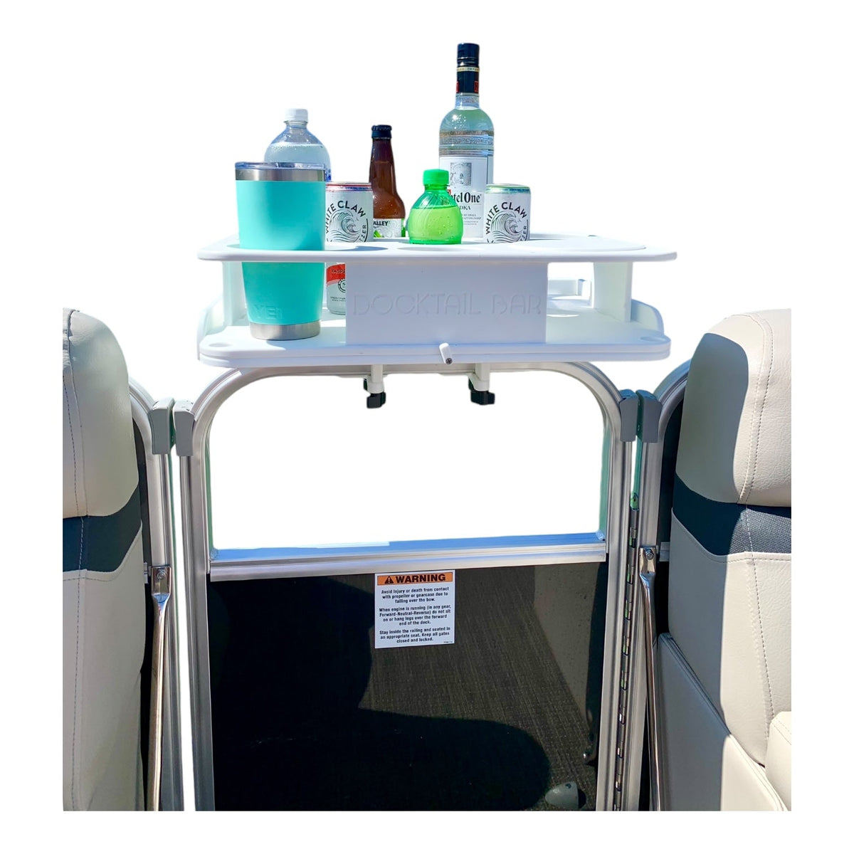 Docktail Boat Table Caddy with Pontoon Rail Mount