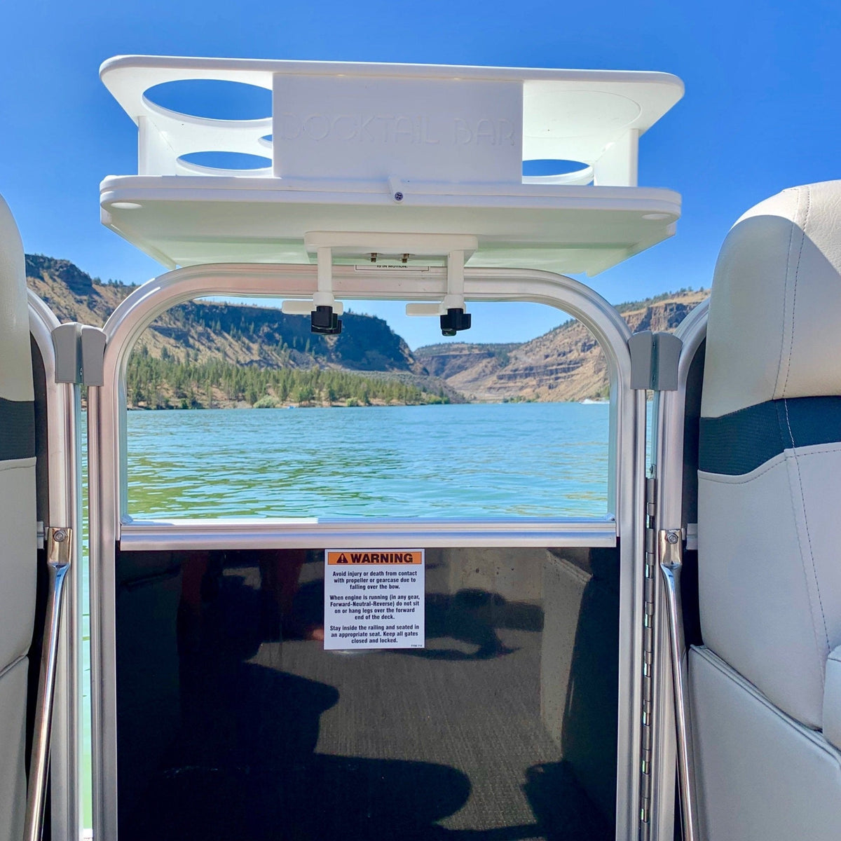 Docktail Boat Table Caddy with Pontoon Rail Mount