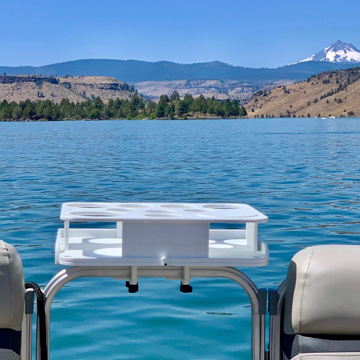 Docktail Boat Table Caddy with Pontoon Rail Mount