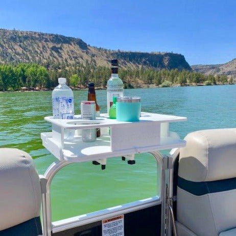Docktail Boat Table Caddy with Pontoon Rail Mount