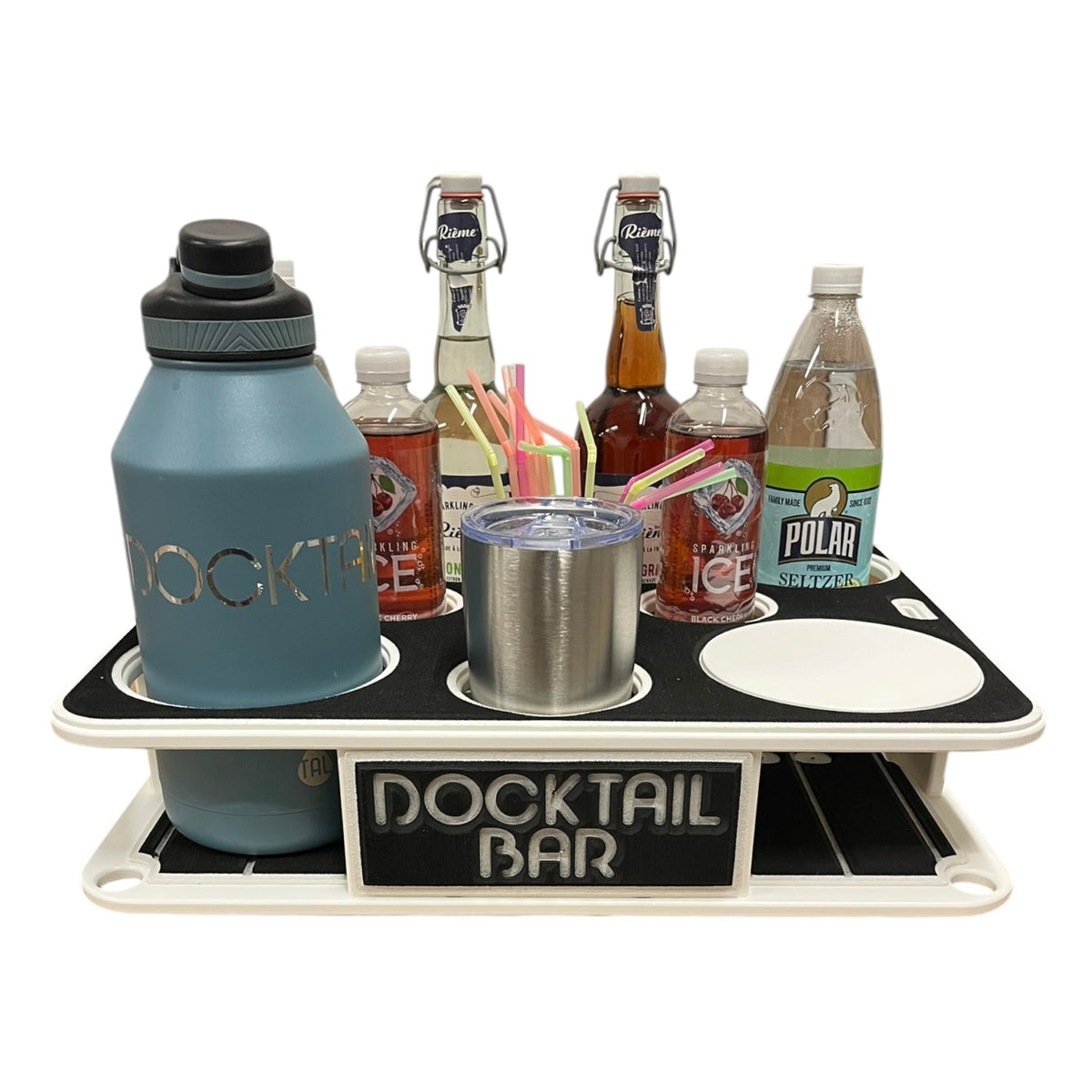 Docktail Boat Table Caddy with Adjustable Rod Holder Mount