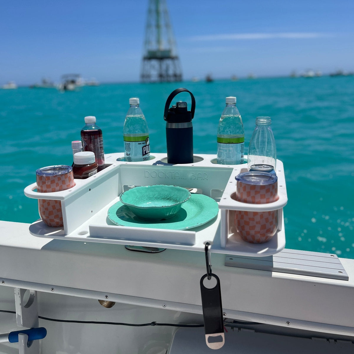 Docktail Butler Table with Rod Holder Mount