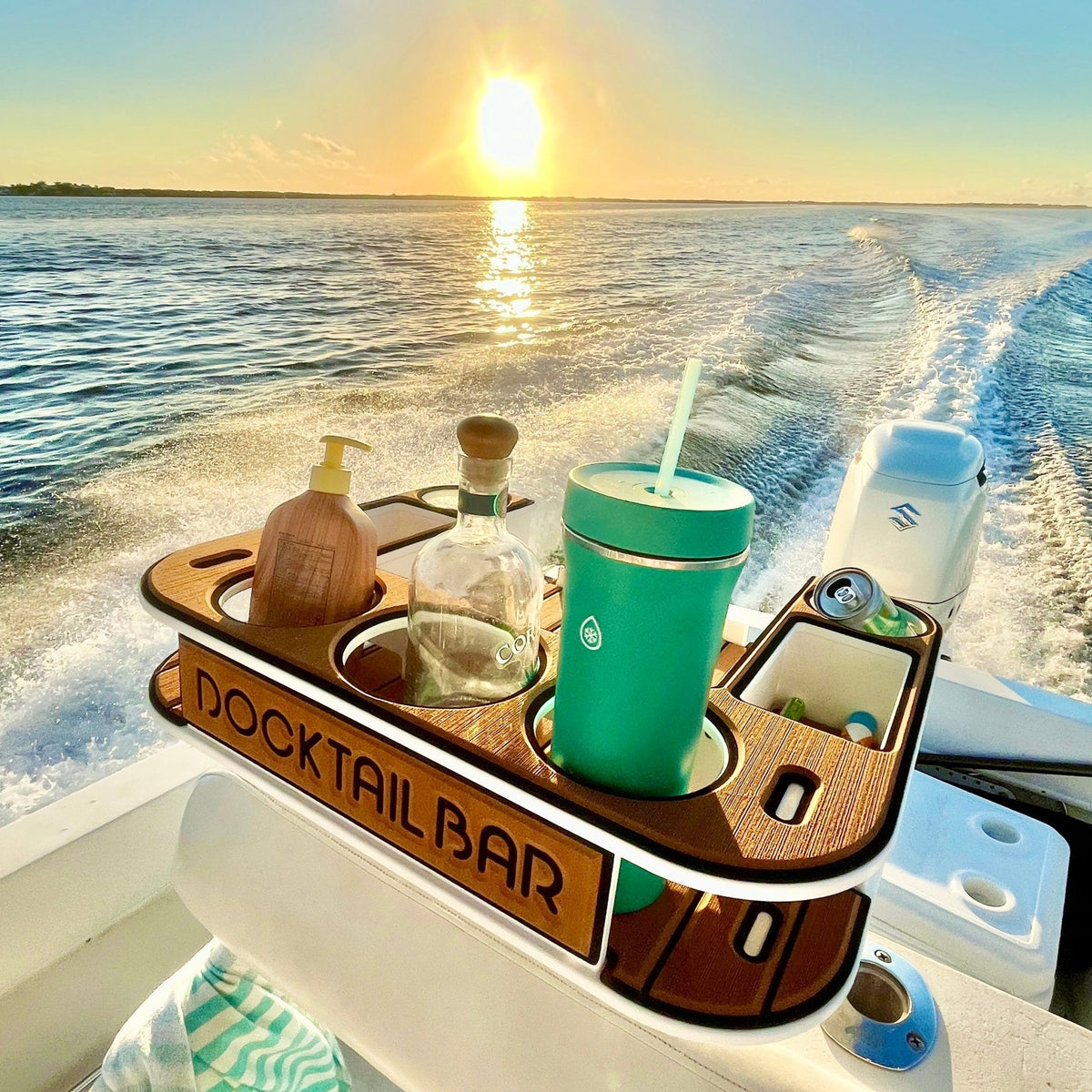 Docktail Butler Table with Rod Holder Mount