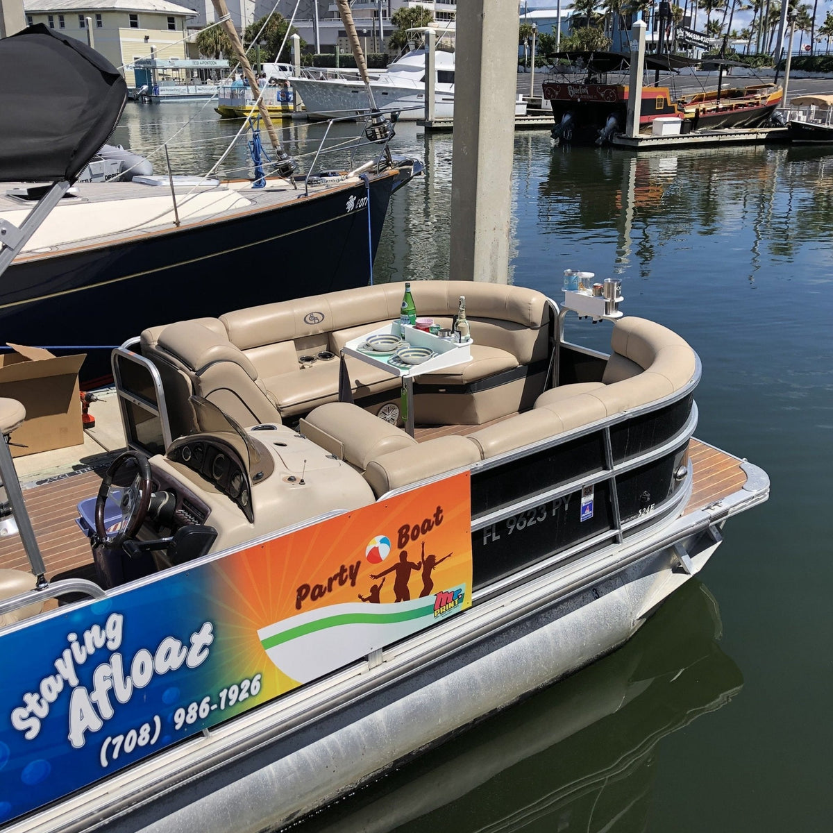 Docktail Utility Pedestal Boat Table