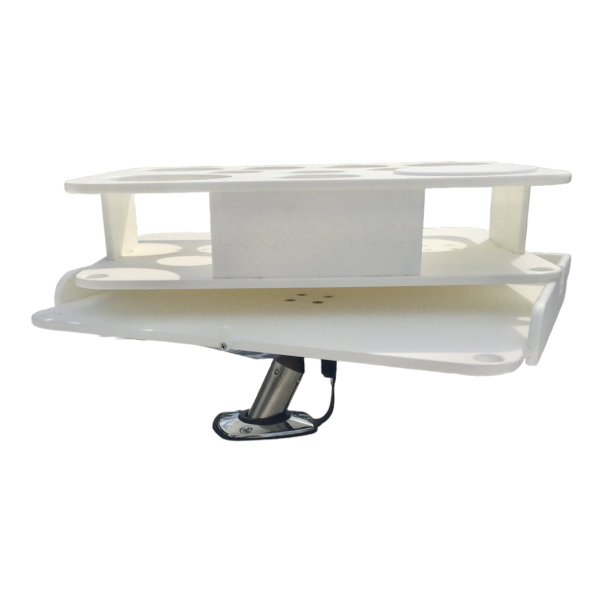Docktail Boat Table Caddy & Bait Table with Rod Holder Mount