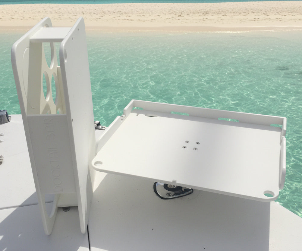 Docktail Boat Table Caddy & Bait Table with Rod Holder Mount